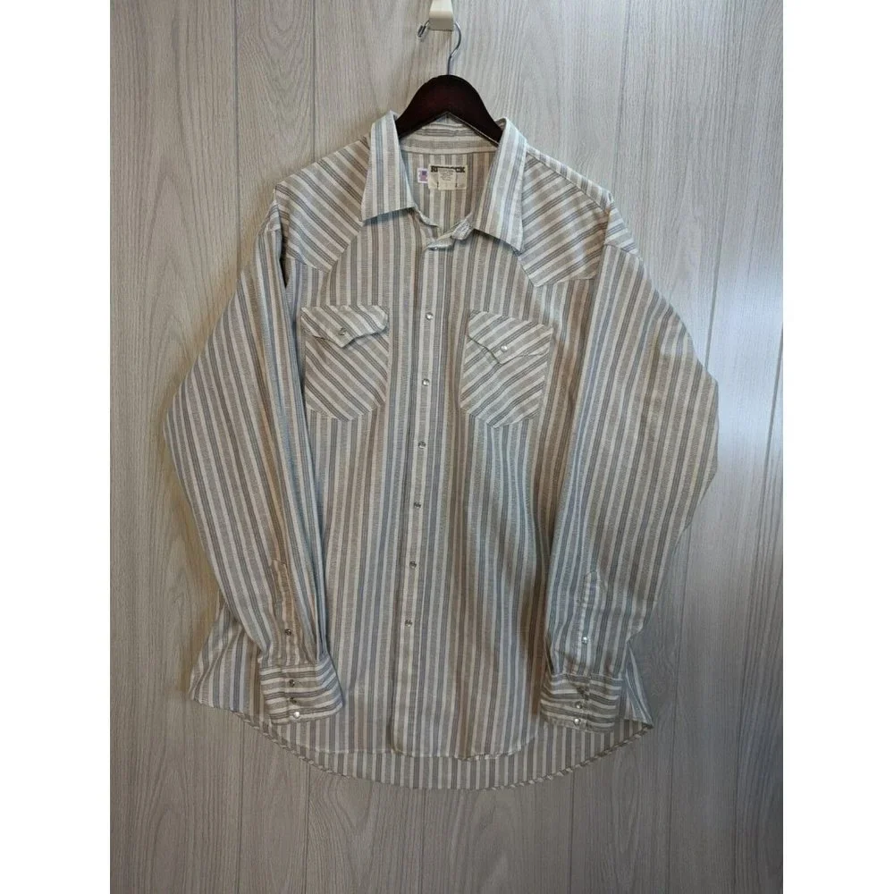 Vintage Flying R Ruddock Pearl Snap Western Shirt Men's 13 38 Extra Long Tail - Picture 1 of 7